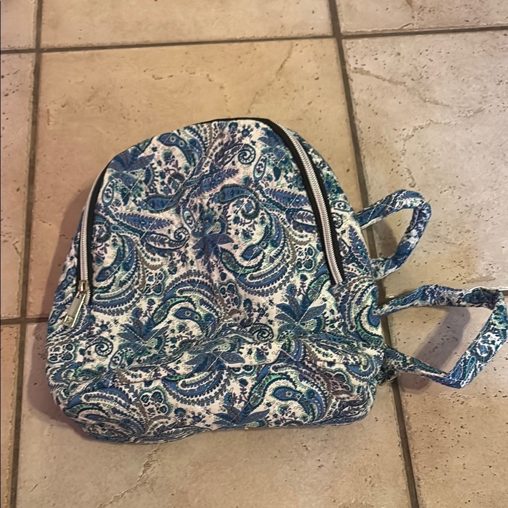 Blue and White Paisley Backpack
